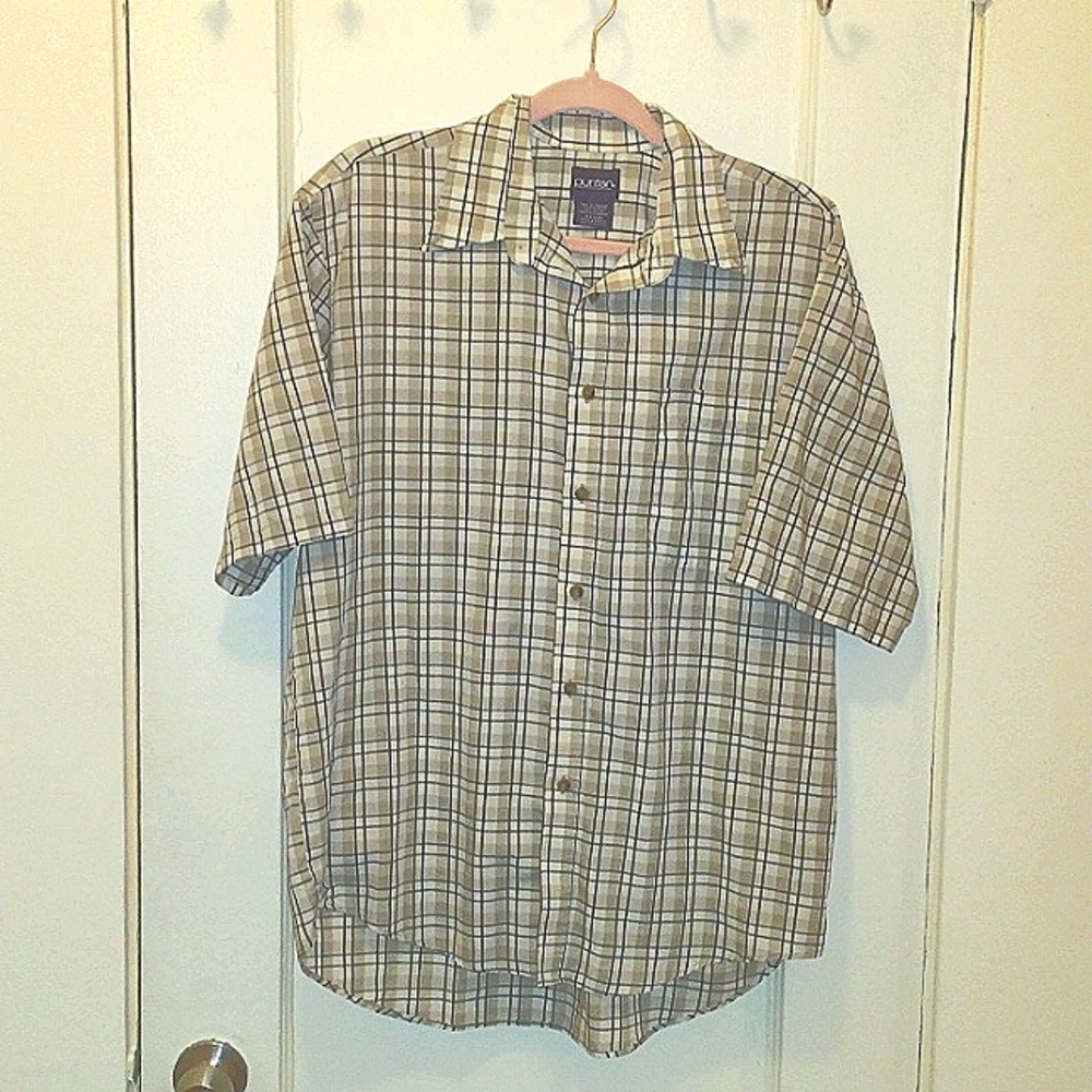 PURITAN, Men shirt, short sleeve, medium, CREAM , TAN, BLACK.